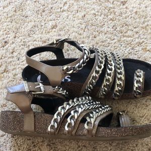 Circus sandals one inch wedge FIRM☑️ Real metal meets cork & cool